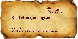 Kleinberger Ágnes névjegykártya